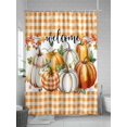 thumbnail image 5 of Fsddascl Pumpkins Thanksgiving Shower Curtain Set - 48" x 72" Washable Bathtub Curtain with 12 Hooks, Fall Orange Plaid Farmhouse Leaves Waterproof Fabric Stall Shower Curtains for Bathroom/Bathtub, 5 of 6