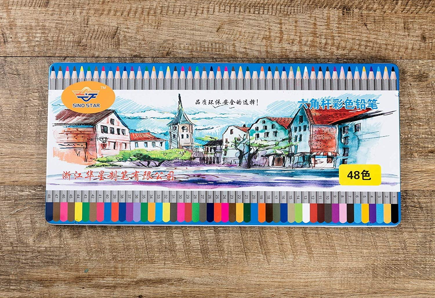 Asian Home SINO Star Colored Pencils for Artists of All Levels, Drawing, Sketching, Coloring, Firm Grip, Vibrant Colors, 48 Count