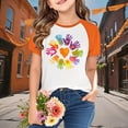 thumbnail image 1 of YUNAFFT T-shirts Graphiques Orange pour Enfants Unisexes Manches Raglan Imprimé Festival Décontracté Style Loisirs Vacances, 1 of 9