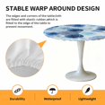 thumbnail image 6 of Watercolor Flowers Elastic Fitted Round Table Cover Ombre Blue Floral Waterproof Outdoor Tablecloth for Holiday Party, Picnic, Patio & Dining Fits Tables Up to 36"-44", 6 of 8