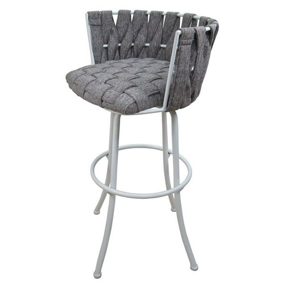 Metalona Counter 26" Metal Bar Stool - Mojave Grey - White Base