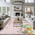 thumbnail image 3 of Easter Area Rugs 8'x10', Washable Small Throw Rugs for Living Room Patio, Country Rabbit Feet Eggs Leaves Pink Wooden Grain Indoor Outdoor Rug Non-Slip Low Pile Carpet Runner Reversible Floor Mats, 3 of 8