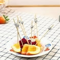 thumbnail image 3 of 100 palillos de bambú para cóctel, 12 cm, hechos a mano, para brochetas de fruta, palillos largos (plateados), 3 of 5