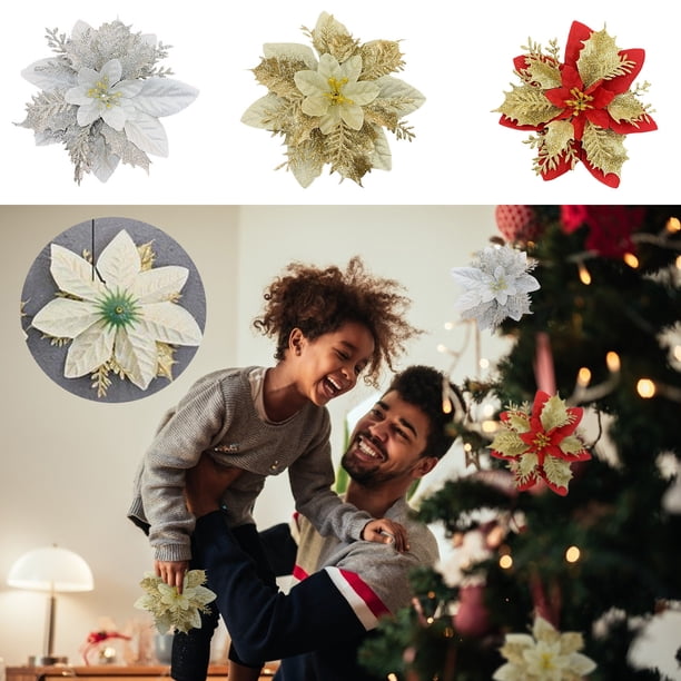 Fiudx Ofertas Relámpago Adornos Para Árboles De Navidad Adorno De Flores De Simulación Navideña 10 Piezas