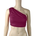 thumbnail image 1 of Timegard Tank Top for Women Solid Color 1 Shoulder Cropped Comfy Fitting Slim Ruched Casual Tee Top, 1 of 3