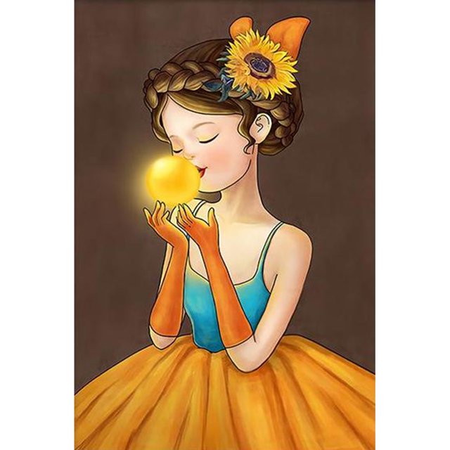 DIY 14CT estampado punto de cruz Kit girasol niña bordado B Tmvgtek Oficina Multiescena Multifunción