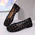 thumbnail image 4 of Women's Polka Dots Mesh Ballet Flats Square Toe Ballerina Flats Closed Toe Comfortable Casual Work Shoes Black 8.5(41), 4 of 9