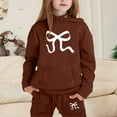 thumbnail image 2 of GDREDA Girls Sets 2 Piece Outfits Spring Children's Hoodie Set With Bow Print Coffee,3-4Years, 2 of 4
