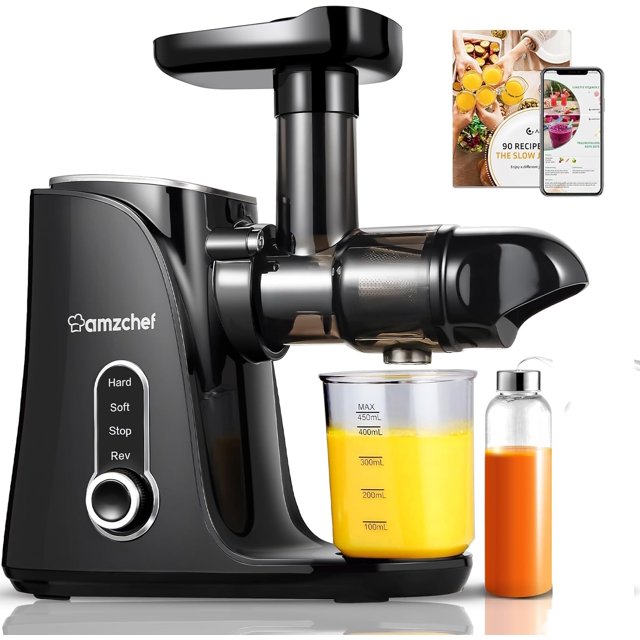 Exprimidor AMZCHEF, prensa lenta en frío, 2 velocidades, botella de 500 ml