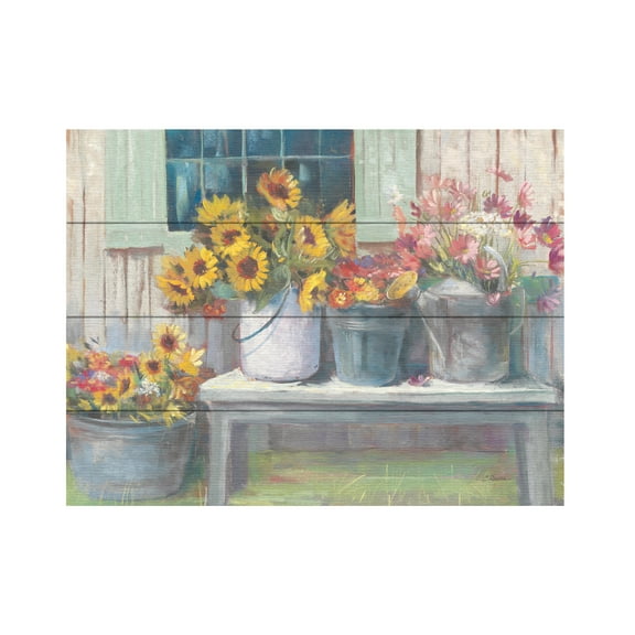 Carol Rowan 'Green Bench Bright' Wood Slat Art 12x16