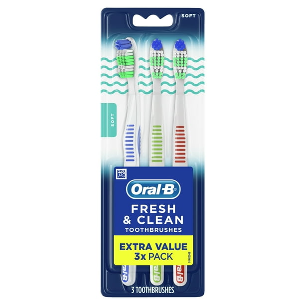 OralB Fresh and Clean Manual Toothbrushes, Soft, 3 Ct