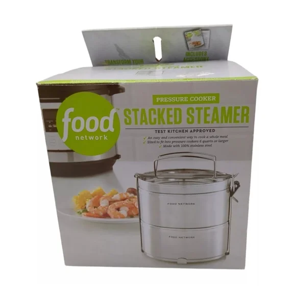 Food Network Stainless Steel Stack Steamer Pot For 6 qt. and Larger Pressure Cooker