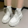 thumbnail image 5 of White Women Boots With Lace-Up And Side Zipper Thick Sole Block Heel For Fall Winter Comfort, 5 of 8