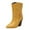 Yellow, variant on PEASKJP Heeled Boots for Women Mid Calf Chunky Heels Patent Leather Boots,White 41