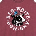 thumbnail image 3 of Instant Message - Red White And Moo Cow Graphic Racerback Tank, 3 of 6