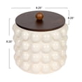 thumbnail image 3 of Creative Co-Op 8.25 Inches Round Stoneware Canister with Raised Dots and Acacia Wood Lid, White and Natural, 3 of 5
