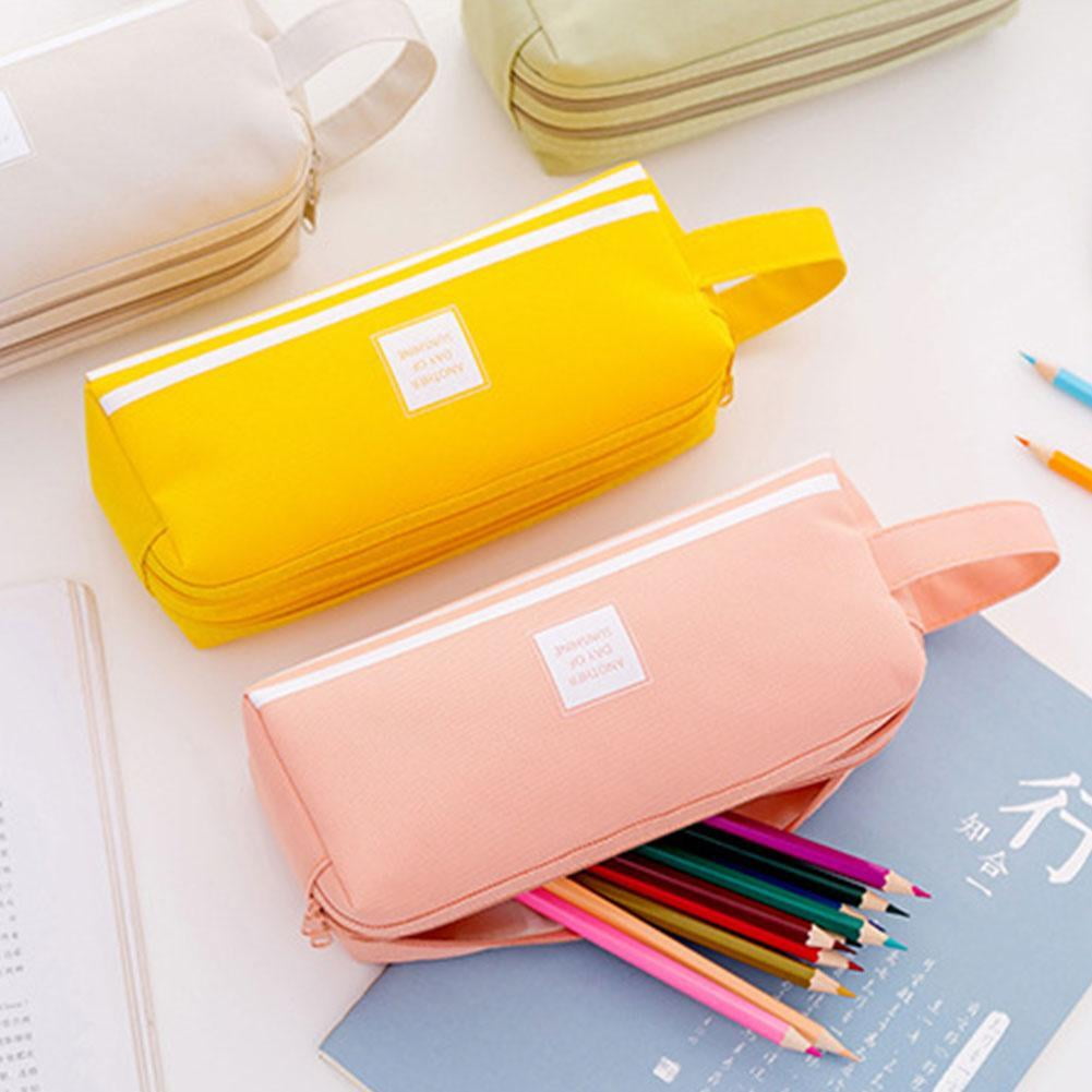 Large Capacity Pencil Cases Handheld Storage Pen Stationery Pouch Makeup Bags E6N6
