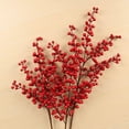 thumbnail image 4 of Rama de bayas artificiales, hojas de flores falsas de plástico, planta decorativa de bayas rojas de PE para decoración navideña de Año Nuevo 2023, 4 of 4