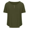 thumbnail image 3 of Birdeem T-Shirt à Boutons pour Femmes, Décontracté, Ample, Uni, Col Ras du Cou, Manches Courtes, 3 of 6