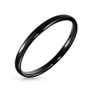 Thin Stackable Minimalist Simple Dome Couples Rose Gold Silver Black Plated Titanium 2MM Wedding Band Ring For Men Women