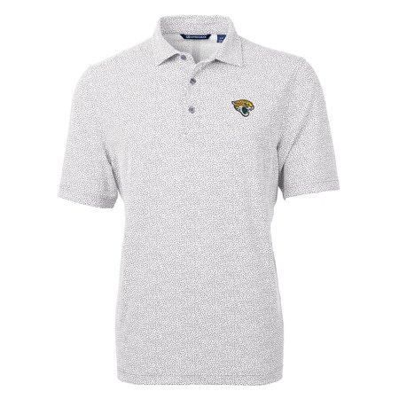Men s Cutter & Buck Gray Jacksonville Jaguars Virtue Eco Pique Botanical Print Polo