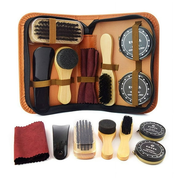 Shoe Care Kit for Shoes Polish Travel Size Shoe Cleaning Tools Leather Shoe Shine Kit Brown