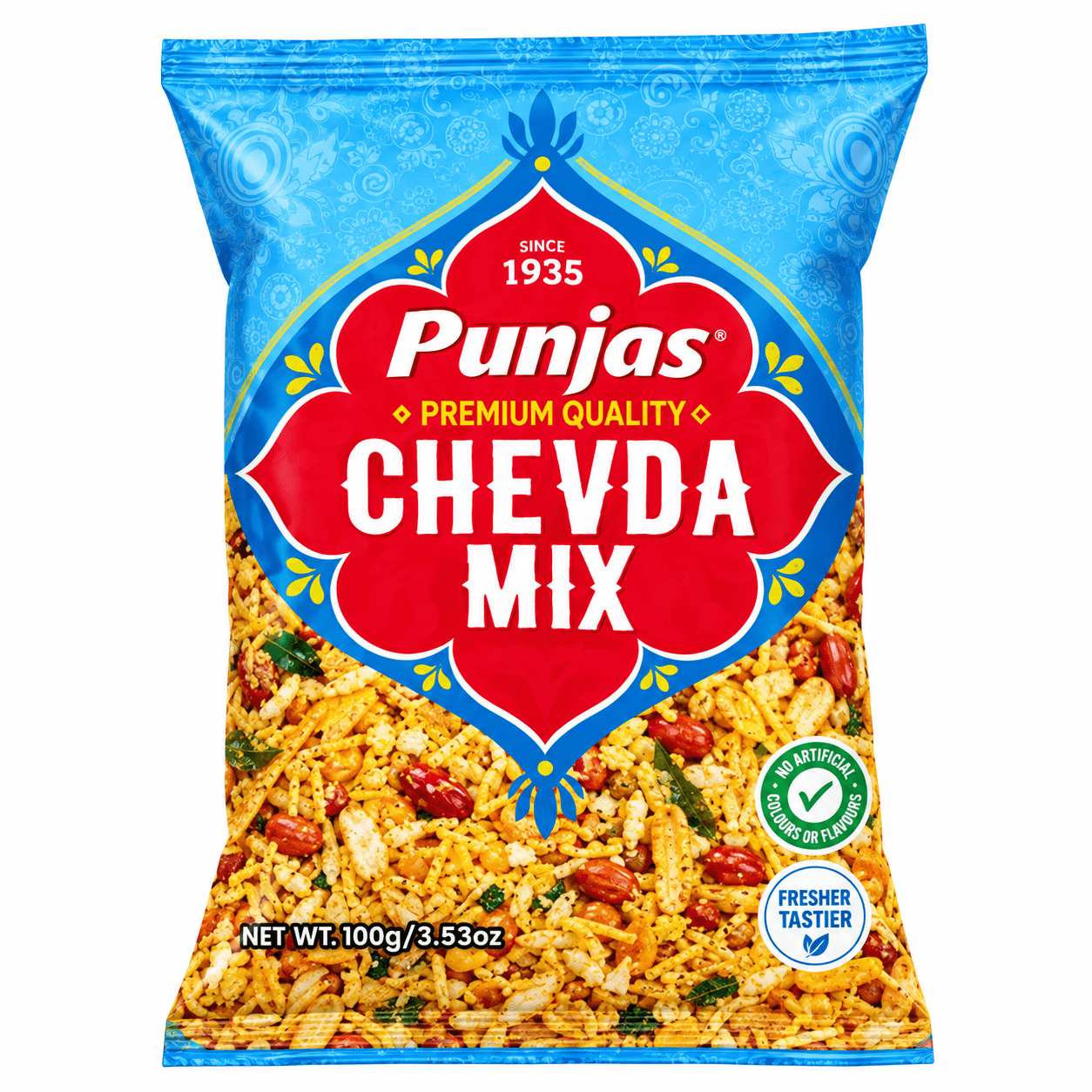 Punjas CHEVDA MIX Snacks (Pack Of 4x 100g Foil Bag) Crisp and Savory Taste, Crafted with Traditional Recipes, From FIJI