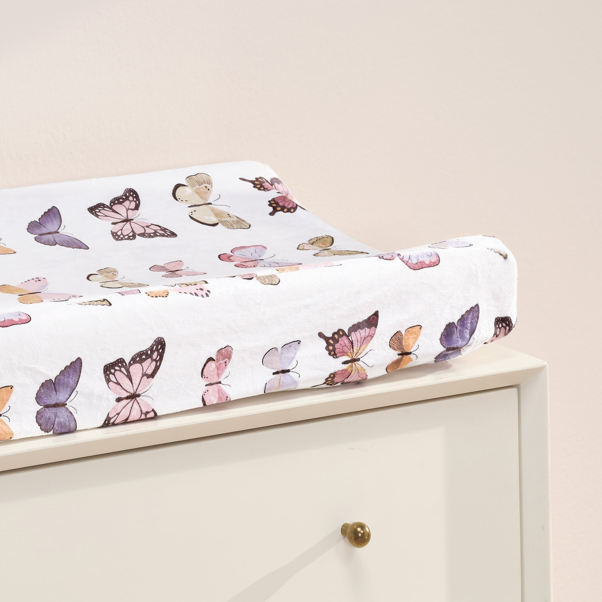 Lambs & Ivy Butterfly Dreams Soft/Cozy Fleece Changing Pad Cover - White