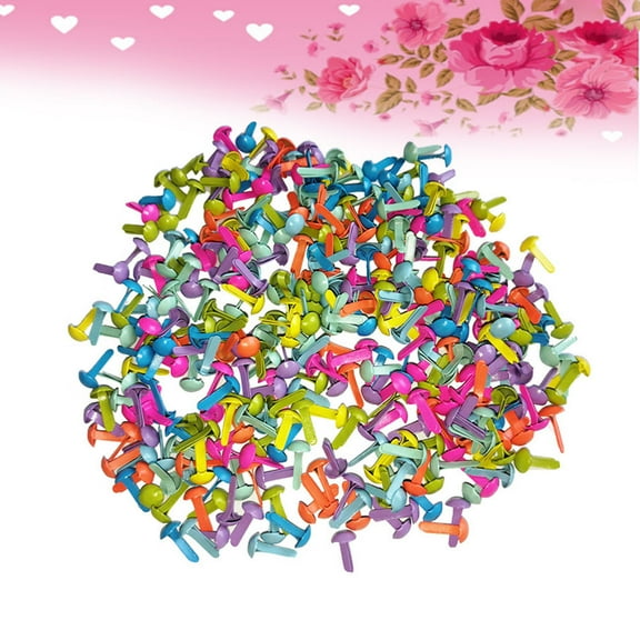 jojofuny 100 Pcs Mini Brads Pastel Colors Decorative Brads Fasteners Craft Making
