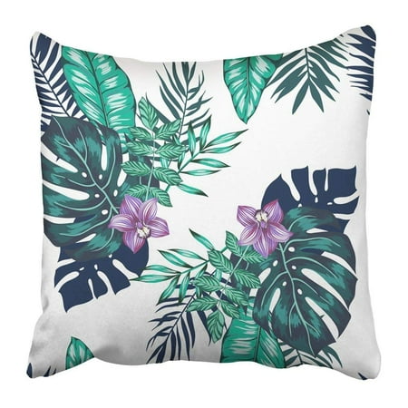 Leaf Orchid Flower - BPBOP Bright Artistic Tropical with Palm Leaves Philodendron Leaf Monstera Orchid Flower Modern Colorful Pillowcase Pillow Cover 20x20 inches