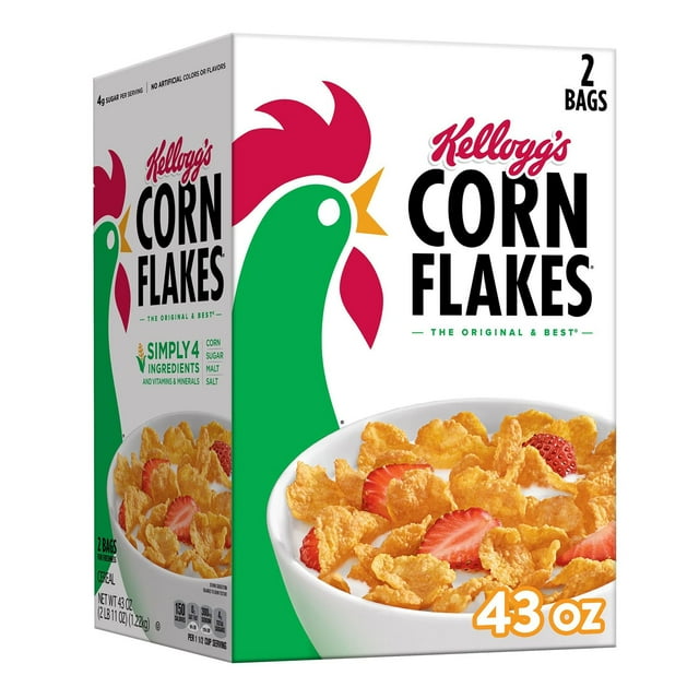 Kellogg's Corn Flakes Breakfast Cereal, 43 oz.
