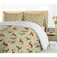 thumbnail image 5 of Ambesonne Christmas Duvet Cover Sets, Damask Snowflake Deer, 2-King, Dark Green Avocado Green, 5 of 7