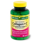 Angle View: Spring Valley Highly Absorbable Collagen + C Dietary Supplement, 2,500 mg, 90 count
