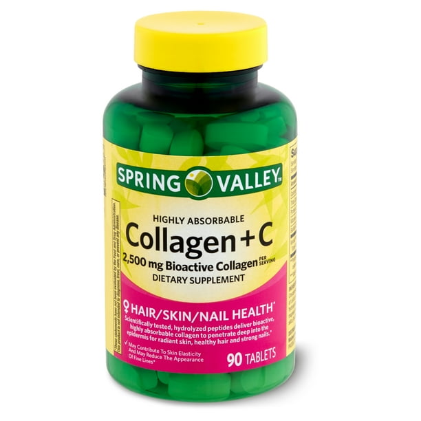 Spring Valley Highly Absorbable Collagen + C Dietary Supplement, 2,500