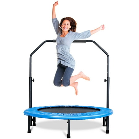 Gymax Mini Rebounder Trampoline With Adjustable Hand Rail Bouncing Workout