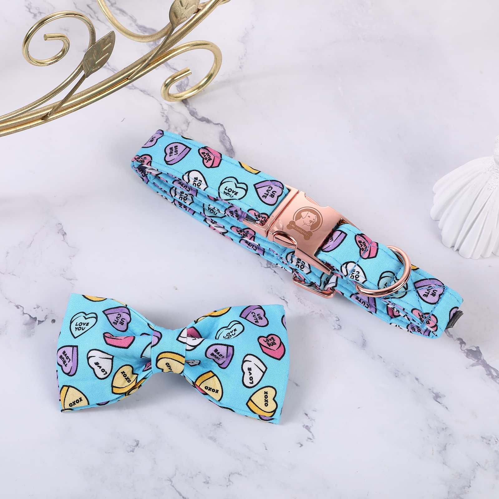 Mr.Chubbyface Dog Collar with Dog Bow Tie, Soft Summer Dog Collars, Cute  Boy Girl Dog Collars for Puppy Collars for Small Medium Large Dogs