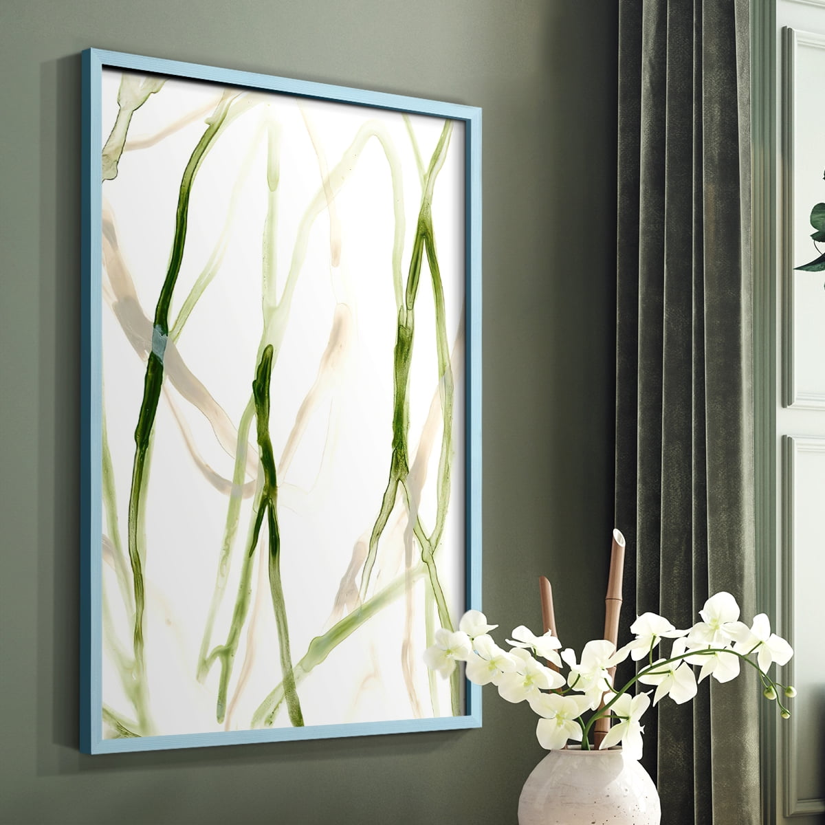Runnel VIII Framed Print in Blue Solid Wood Framed Print No Nail Hanging