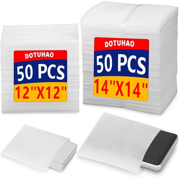 100 Pack Foam Pouches, 12x12' '& 14x14'' Thick Cushion Wrap Pouches Foam Wrap Sheets Packing Pouches Against Chipping & Breakage for Packing, Moving, Shipping, Packaging (12x12'' & 14x14'')