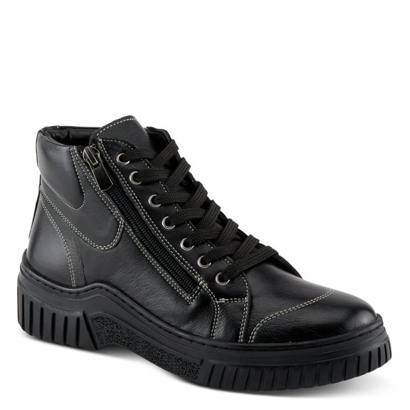 Spring Step Women's LOEVA High-Top Sneakers with Stylish Zipper, Premium Leather, and Faux Fur Lining