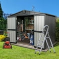 thumbnail image 3 of TOTAL Outdoor Storage Shed 8.2'x 6.2', Metal Garden Shed for Bike, Trash Can, Tools, Lawn Mowers, Pool Toys, Galvanized Steel Outdoor Storage Cabinet with Lockable Door for Backyard, Patio, Lawn, 3 of 7