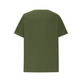 thumbnail image 5 of Brnmxoke Linen Shirts for Women Solid Short Sleeve Crewneck Tops Oversized Casual Loose Fit Comfy Tees 2024 Summer Fashion Blouse Green,S, 5 of 6