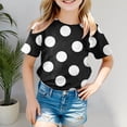 thumbnail image 2 of REDARER Girls Short Sleeve T-Shirt Polka Dot Print Casual Breathable Summer Daily Wear Tee,2-3 Years, 2 of 4