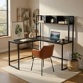 thumbnail image 4 of Spaco Reversible L-Shaped Corner Desk with Storage Bookshelf-Black, Office Desk, Gaming Computer Desks for Study,Working,Writing, 4 of 8