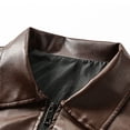 thumbnail image 6 of LODIENY Mens Bomber Jacket Vintage Collared Color Block Leather Motorcycle Jackets for Fall Winter with Pockets Brown XL, 6 of 9