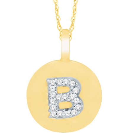 Diamond Accent 14kt Yellow Gold Initial B Alphabet Letter Pendant, 18 Chain