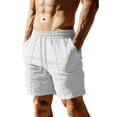 thumbnail image 2 of Yaoyar Mens Cotton Linen Shorts Casual Drawstring 7inch Inseam Shorts Summer Beach Wear, 2 of 5