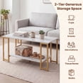 thumbnail image 6 of Giantex 2 Tier Coffee Table, Living Room Center Table w/Metal Frame, Accent Table, White & Gold, 6 of 8