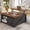 Black, variant on EDX Modern Lift Top Coffee Table with Hidden Storage & Adjustable Shelves, Square Farmhouse Center Table for Living Room, Black