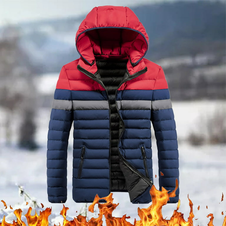 LEEy-world Long Winter Coats for Men Men's Jacket-Casual Winter Cotton  Jacket Thicken Hooded Cargo Coat Dark Blue,4XL 
