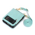 thumbnail image 4 of Nalacover for Samsung Galaxy Z Flip 3 Crossbody Wallet Case with Back Card Slot, Purse Cover with Shoulder Strap Classic PU Leather Lanyard for Women Girls, TPU Shockproof Non-Slip Case, Green, 4 of 7